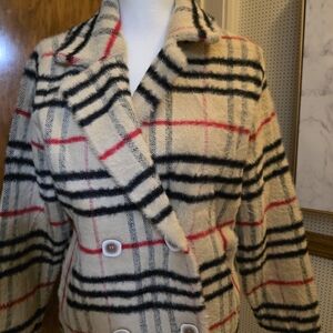Plaid Double-Breasted Women's Coat No Brand No Tag But Brandnew From Thailand